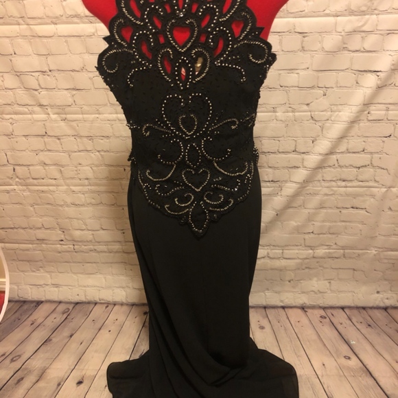 Fiesta Black Beaded Prom Dress - Picture 4 of 8